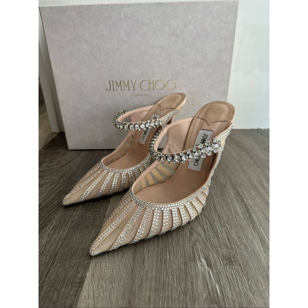 Jimmy Choo Bing 100MM Crystal-Embellished Mesh Mules EU39.5/US9.5 $1950 - Picture 10 of 12